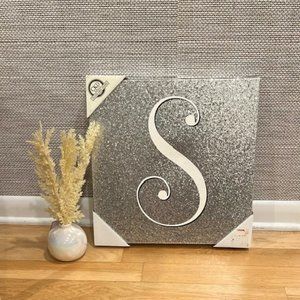 Brand New Silver Glitter Artwork With Bold "S"